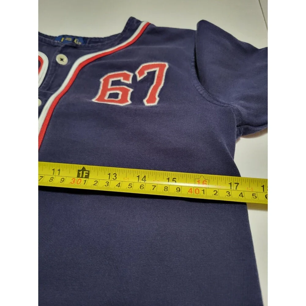 (#L1) Polo Ralph Lauren Polo Bears Jersey Shirt Blue Size Kid's M (10-12)
